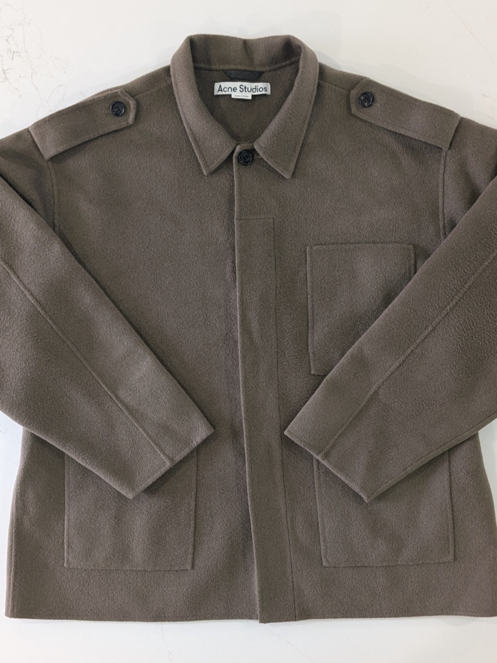Acne Studios Darko Double-Faced Wool Flannel Jacket Khaki Green Size 50 L/XL NEW